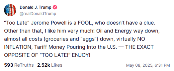 日升鑫 辱骂如期而至！特朗普再嘲鲍威尔：是个“傻瓜”！